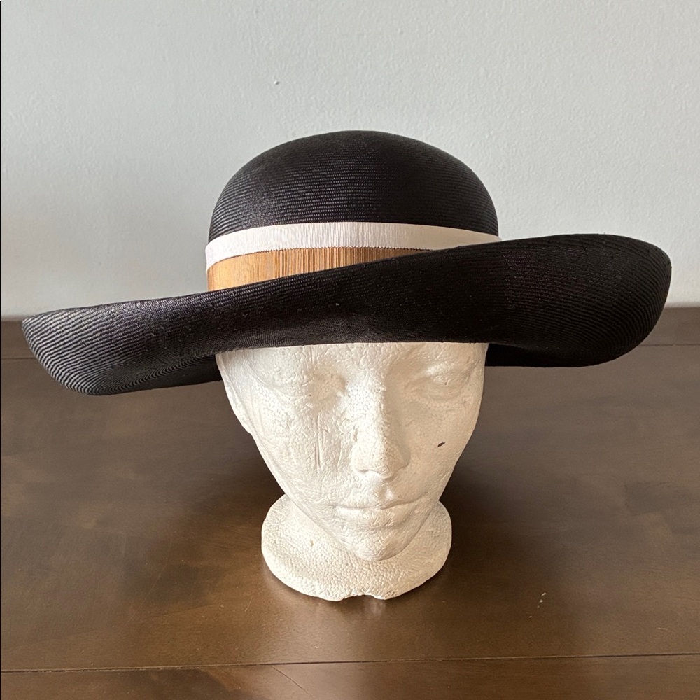 Vintage Anita Pineault Black and Brown Wide-Brim Hat - Picture 3 of 10